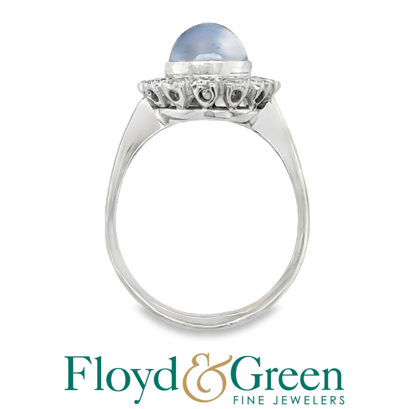 Star Sapphire with Diamond Halo Ring