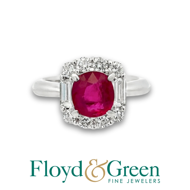 Ruby & Diamond Halo Ring