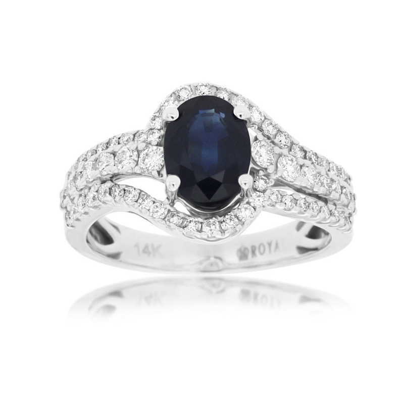 Sapphire & Diamond Halo Bypass Ring