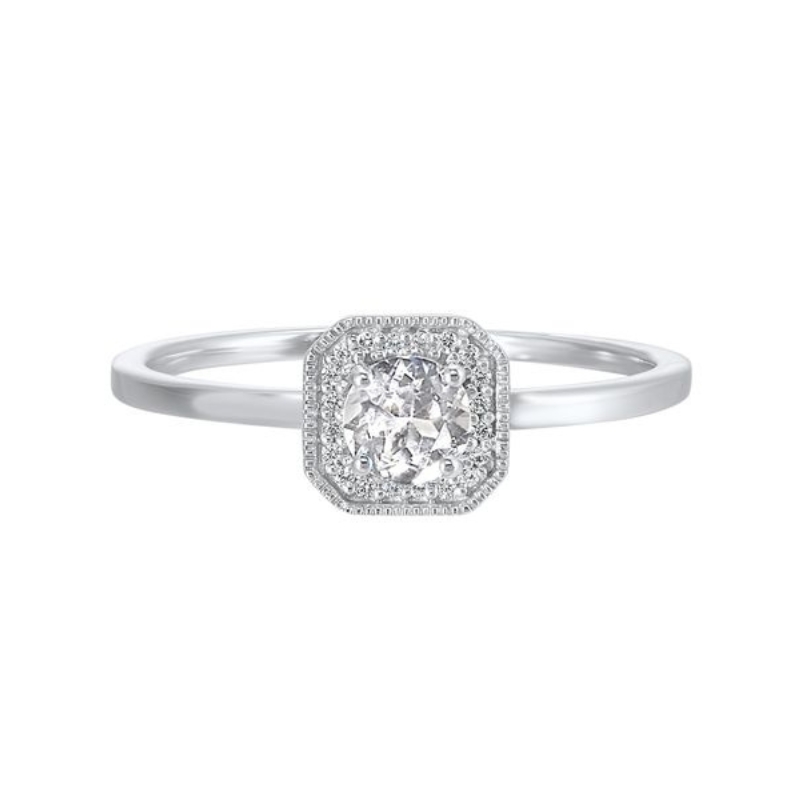 White Topaz & Diamond Ring