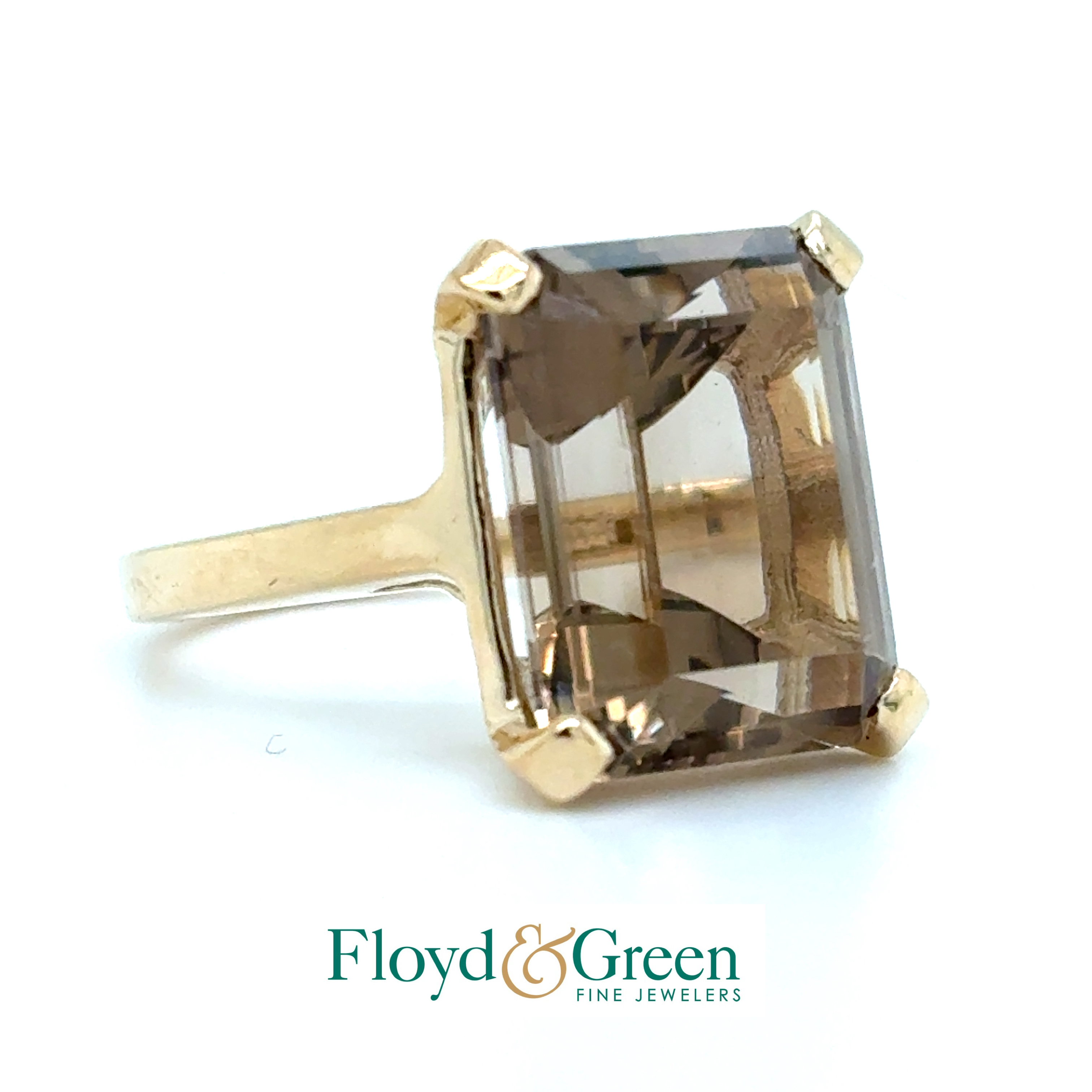 14KY Smokey Quartz Ring, Size 5, 6.1g