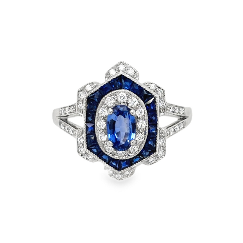18KW Sapphire 1.50ctw and Diamond .22ctw Ring Size 6.5