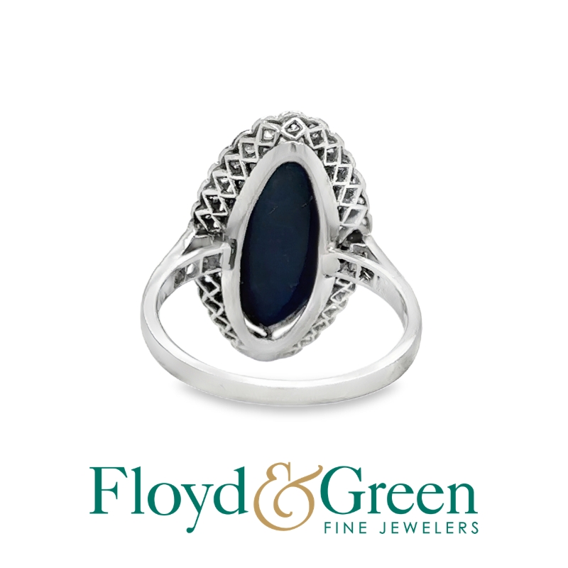 Art Deco Australian Black Opal Ring