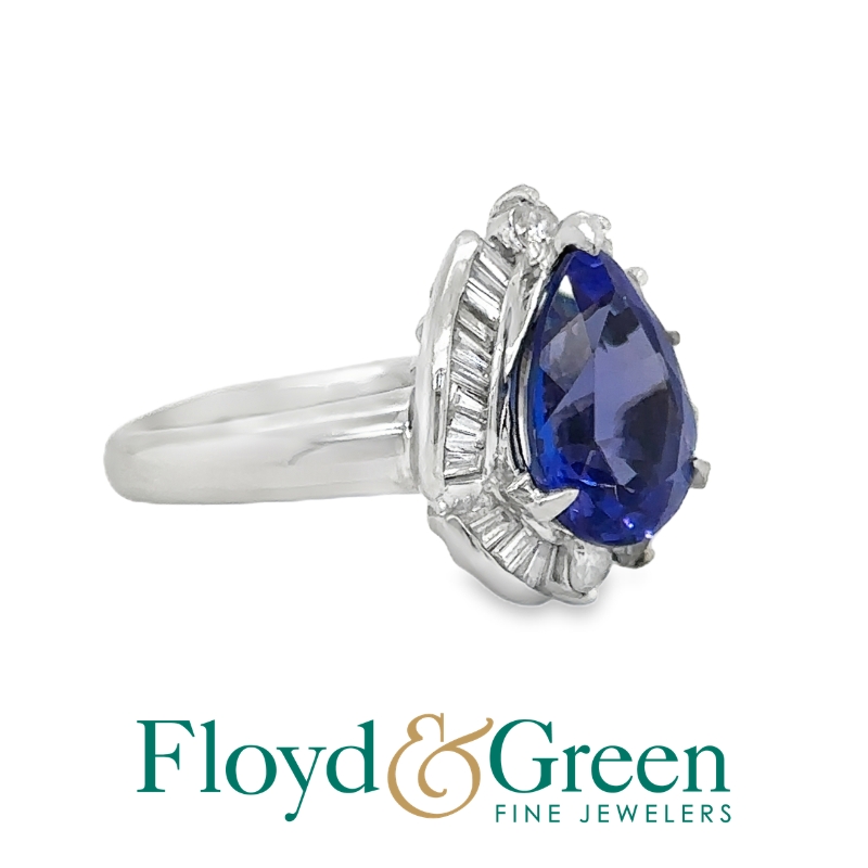 Helf Bezel & Half Prong Diamond Halo Tanzanite Ring