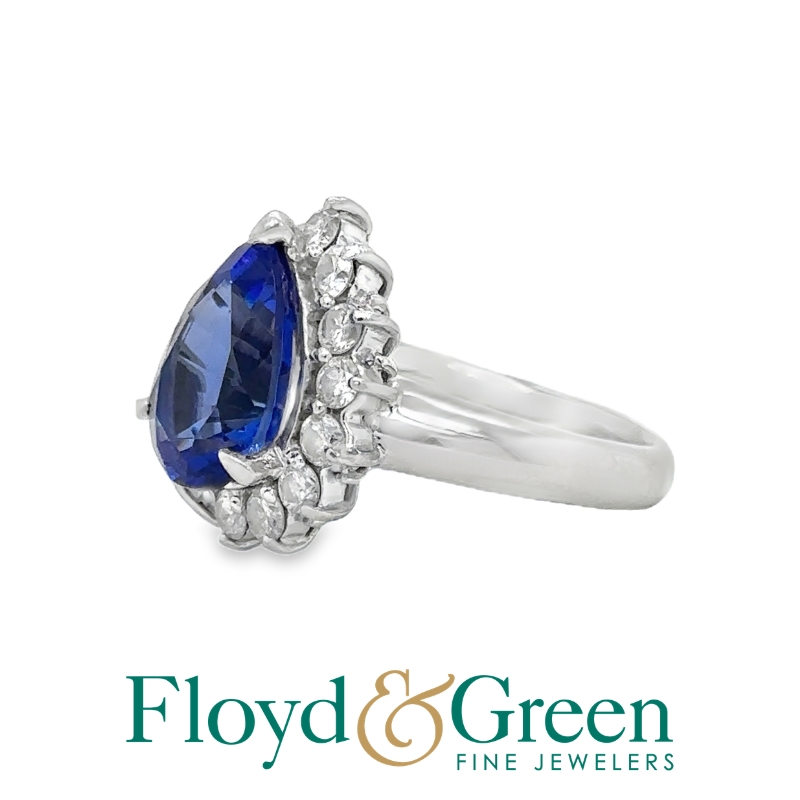 Helf Bezel & Half Prong Diamond Halo Tanzanite Ring