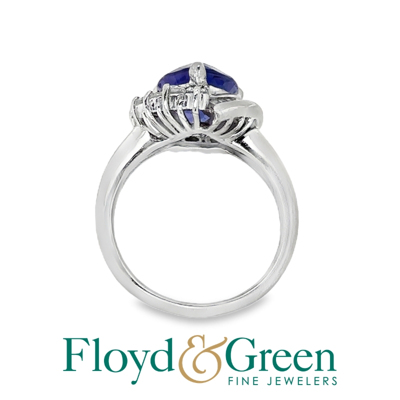 Helf Bezel & Half Prong Diamond Halo Tanzanite Ring