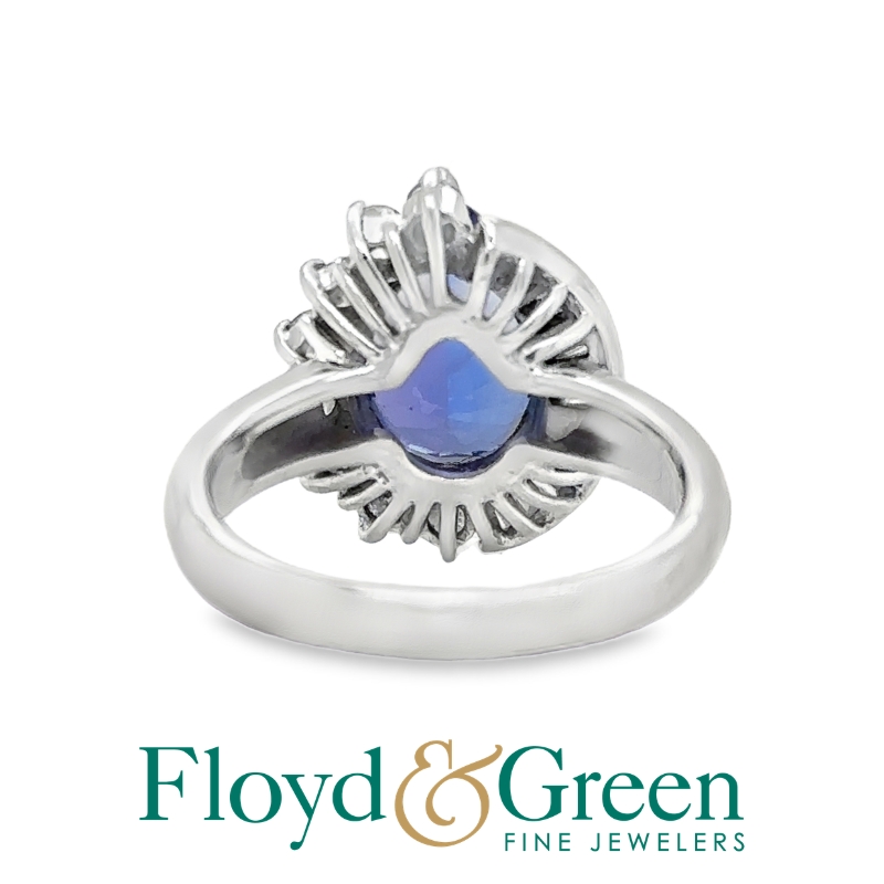 Helf Bezel & Half Prong Diamond Halo Tanzanite Ring