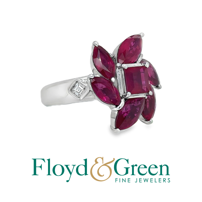 Burma Ruby Floral Ring