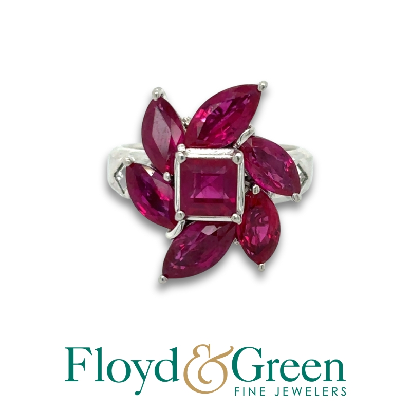 PLAT Burma Ruby 5.73ctw and Dia .15ctw Ring Size 7