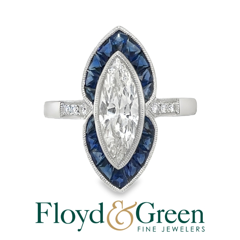 Diamond & Sapphire Halo Ring