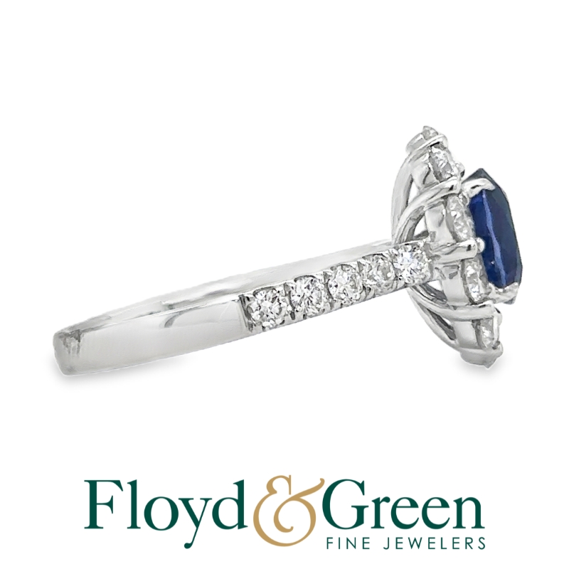 Sapphire & Diamond Halo Ring