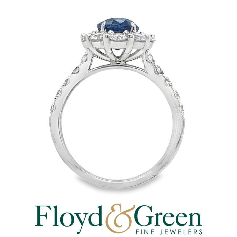 Sapphire & Diamond Halo Ring