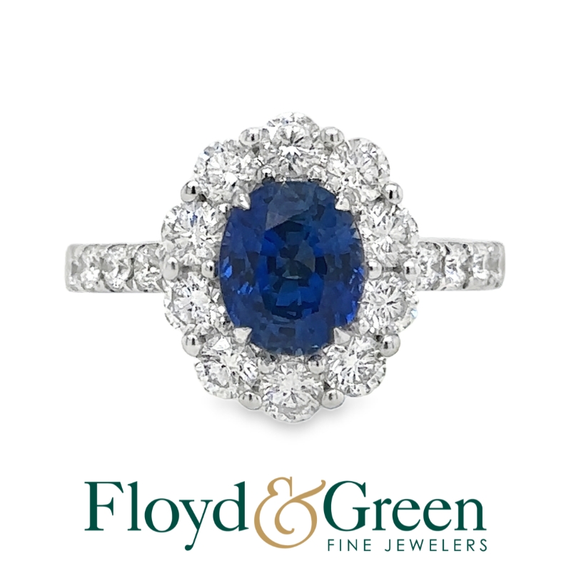 Sapphire & Diamond Halo Ring