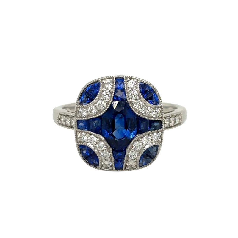 18KW Sapphire 3.35ctw and Dia .26ctw G-H/VS2-SI1 Ring Size 6.5