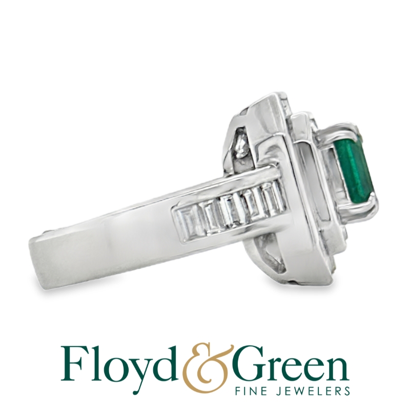 Emerald & Diamond Halo Ring