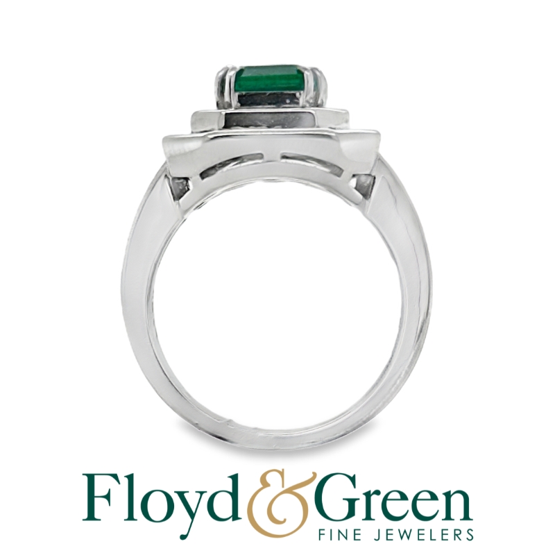 Emerald & Diamond Halo Ring