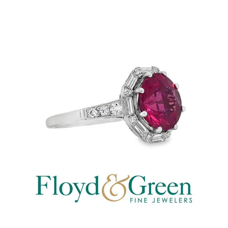 Pink Tourmaline & Diamond Halo Ring