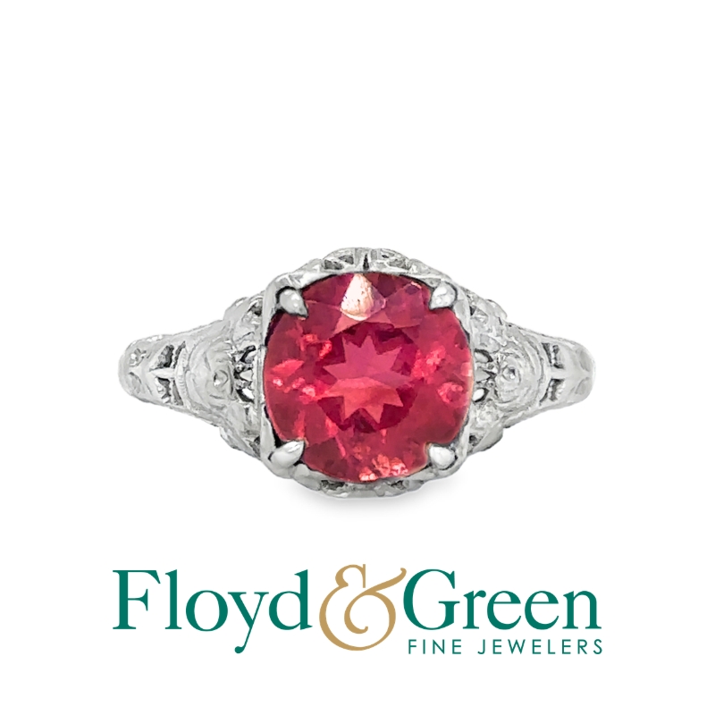 Vintage Filigree Pink Tourmaline Ring