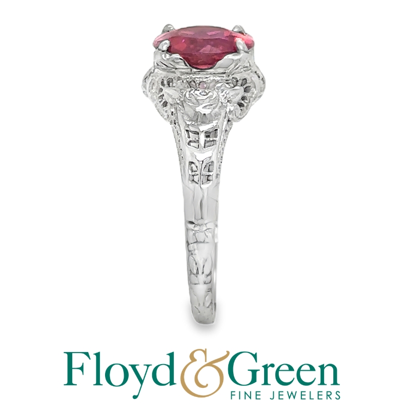 Vintage Filigree Pink Tourmaline Ring