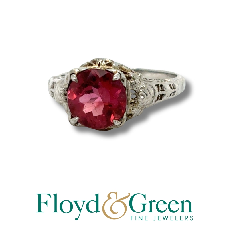 Vintage Filigree Pink Tourmaline Ring