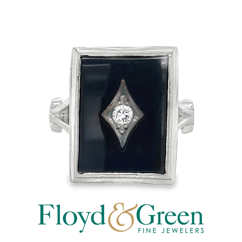 Onyx & Diamond Art Deco Ring