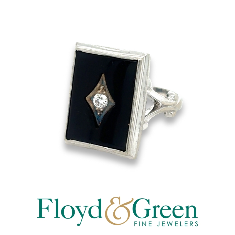 Onyx & Diamond Art Deco Ring