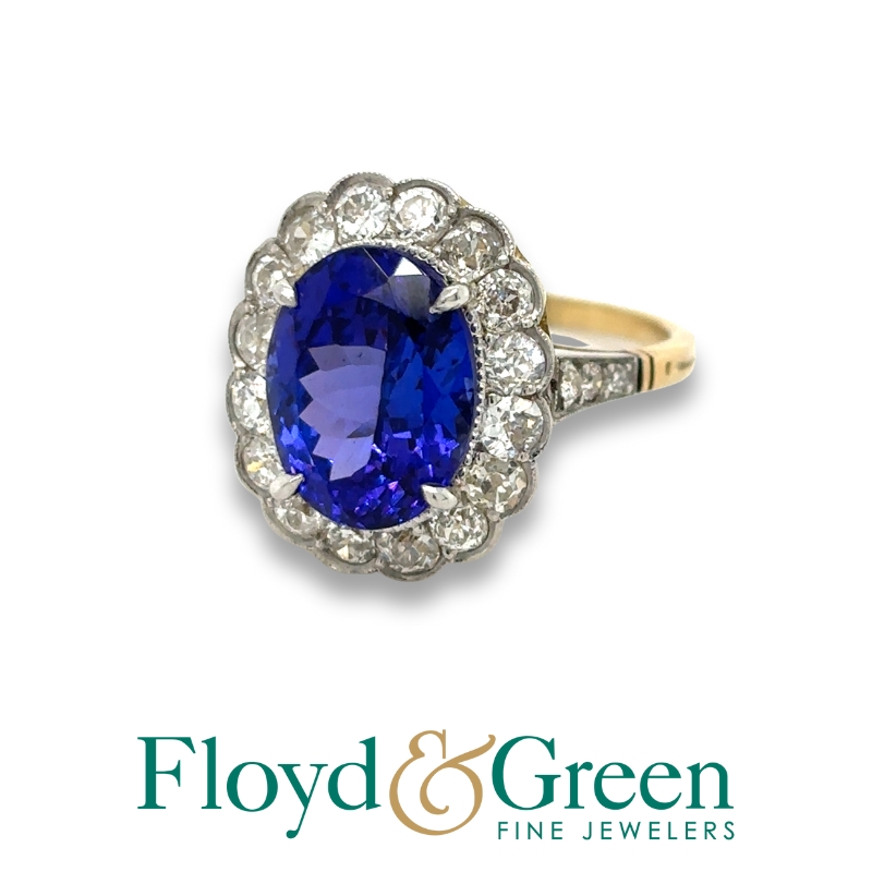 Tanzanite & Diamond Halo Ring