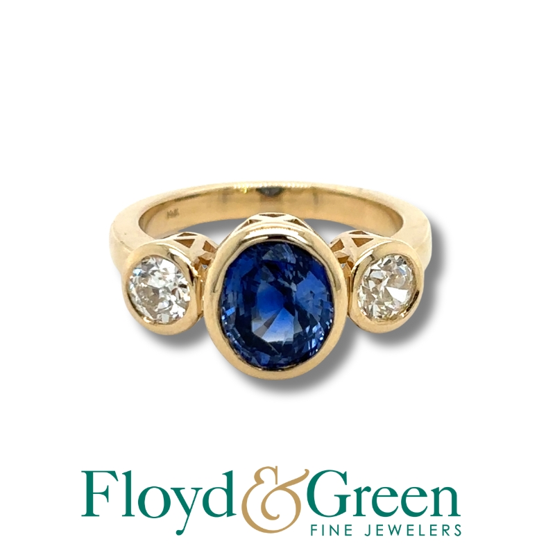 3 Stone Sapphire & Diamond Ring