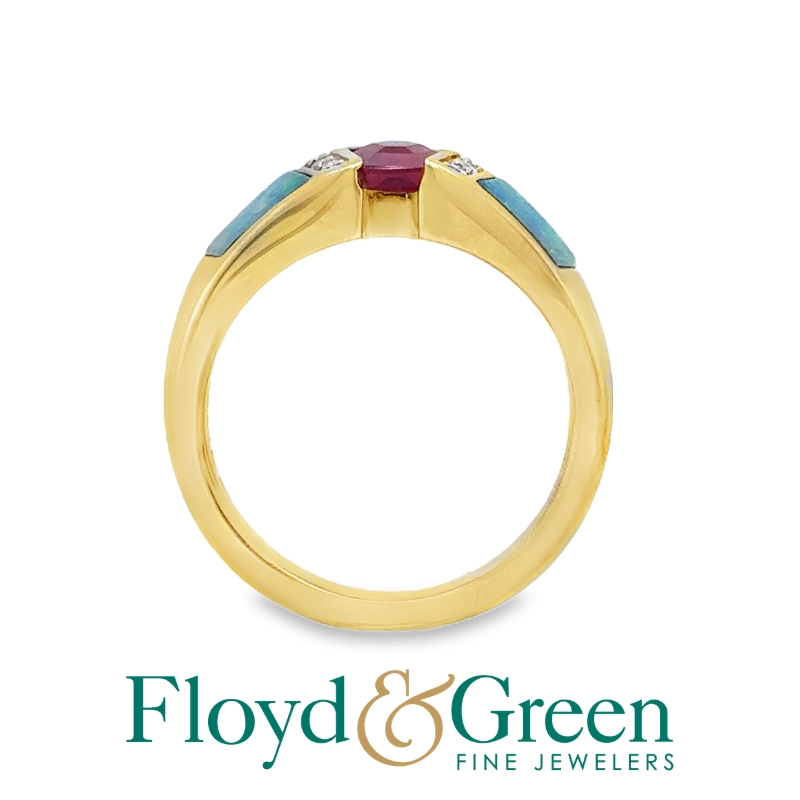 Kabana Pink Tourmaline, Opal, & Diamond Ring