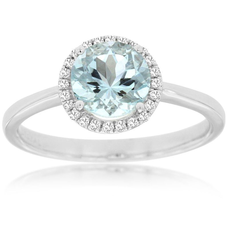 Aquamarine & Diamond Halo Ring