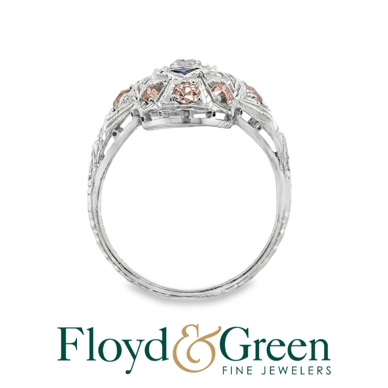 Art Deco Diamond & Synthetic Sapphire Ring