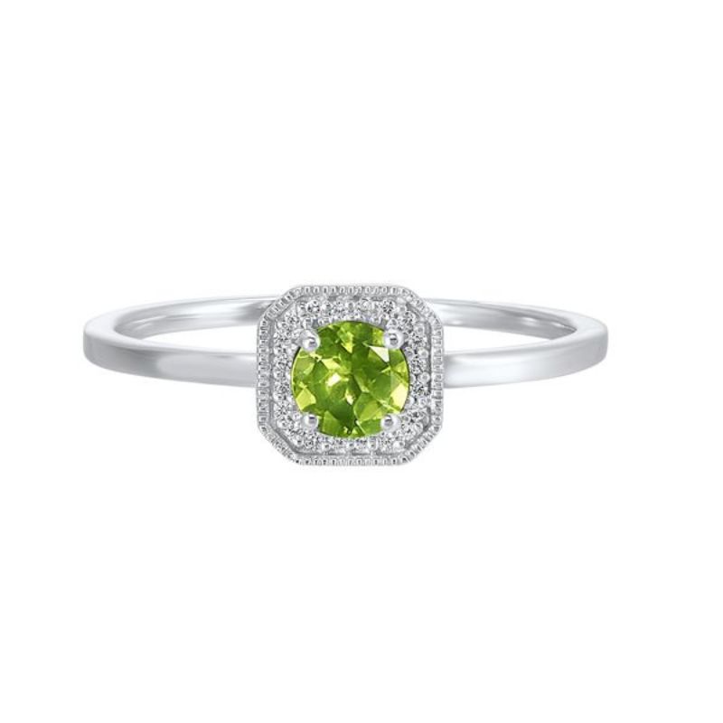 August Birthstone Peridot & Diamond Ring