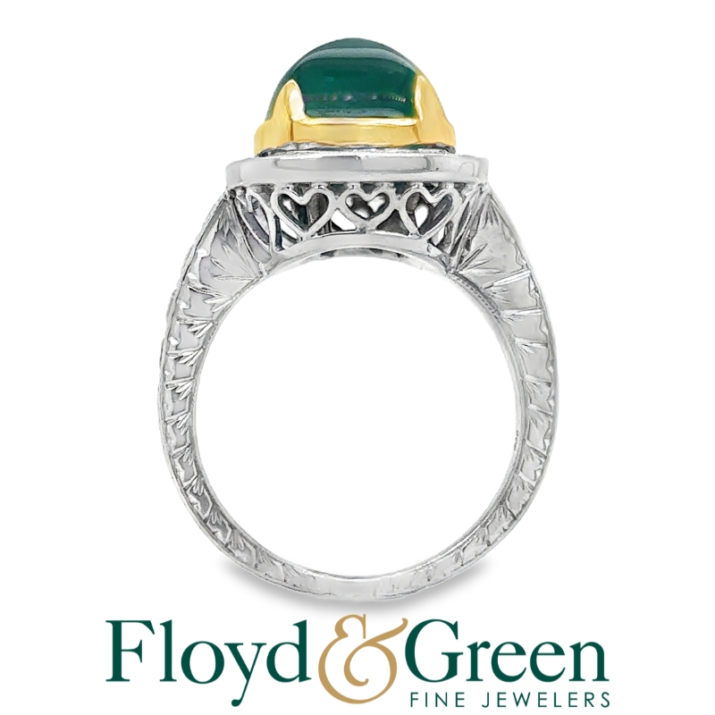 Emerald & Diamond Halo Ring