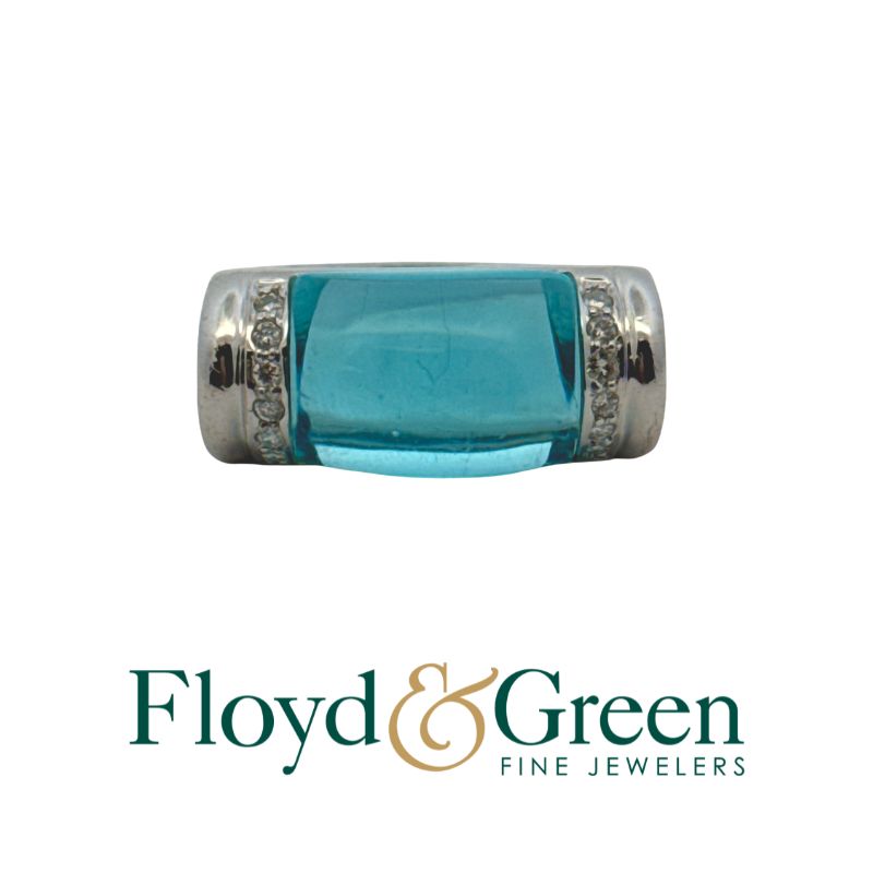 Cabochon Blue Topaz & Diamond Ring