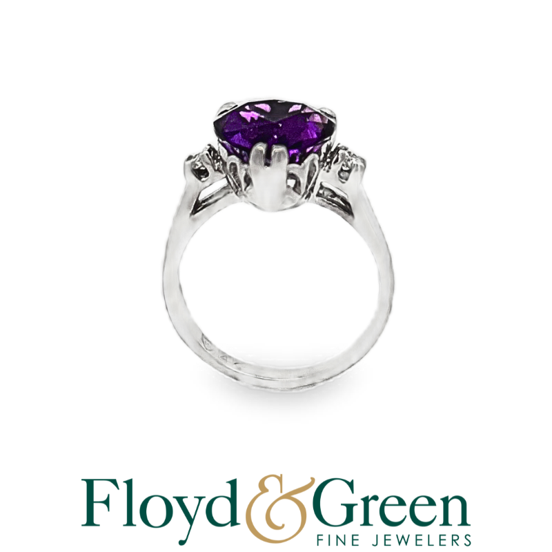 Amethyst & Diamond Heart Ring