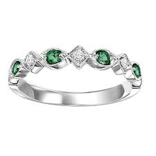 EMERALD AND DIAMOND BIRTHSTONE STACKABLE RING