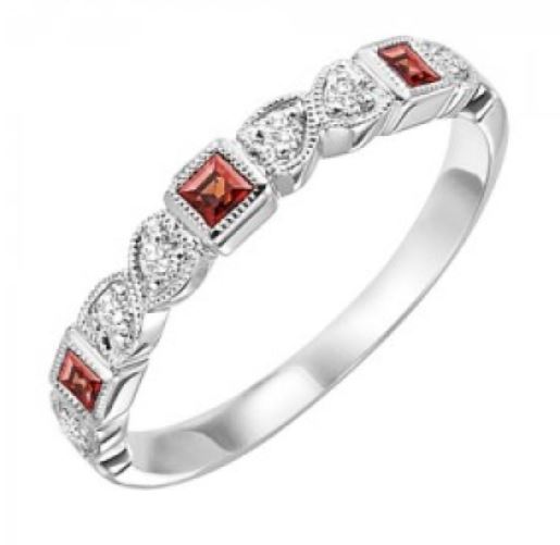 GARNET AND DIAMOND BIRTHSTONE STACKABLE RING