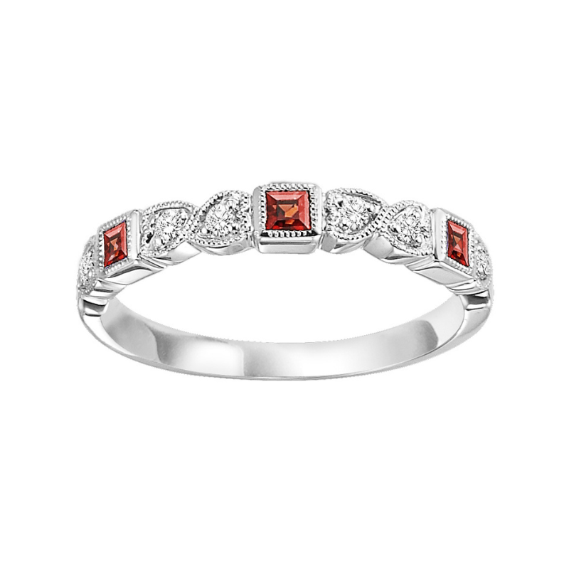 Diamond & Garnet Birthstone Stackable Ring