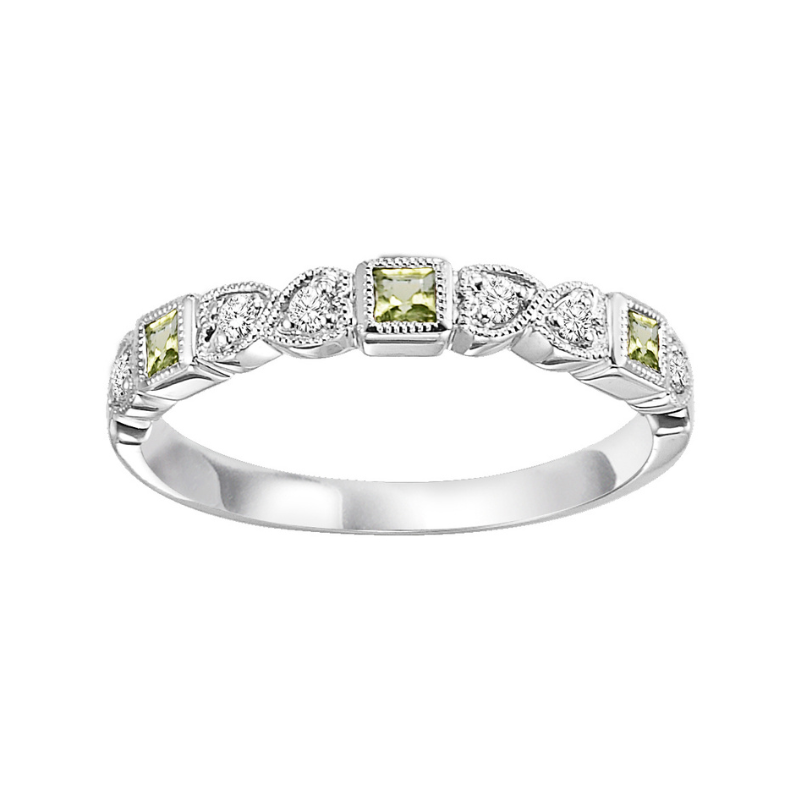Diamond & Peridot Birthstone Stackable Ring