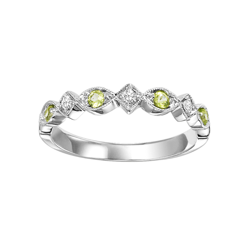 Diamond & Peridot Birthstone Stackable Ring