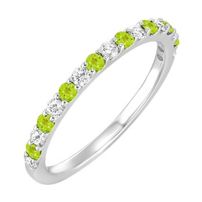 14KW Alternating Peridot and Dia .20ctw Band Ring Size 6.5