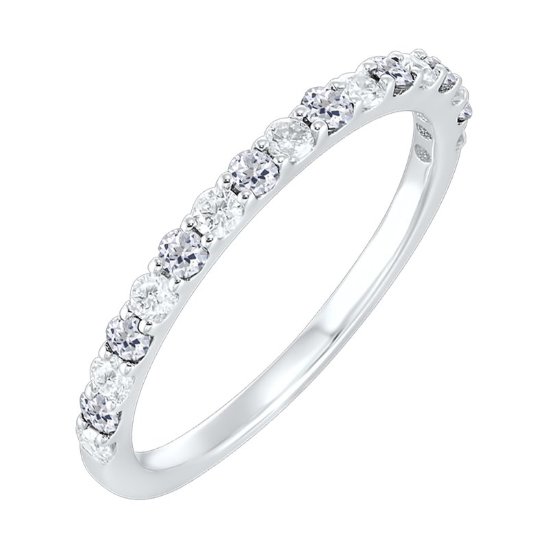 14KW Alternating White Topaz and Dia .20ctw Band Ring Size 6.5