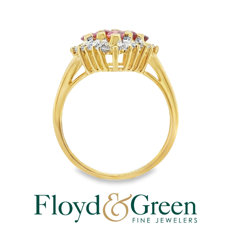 Pink Sapphire and Diamond Ring