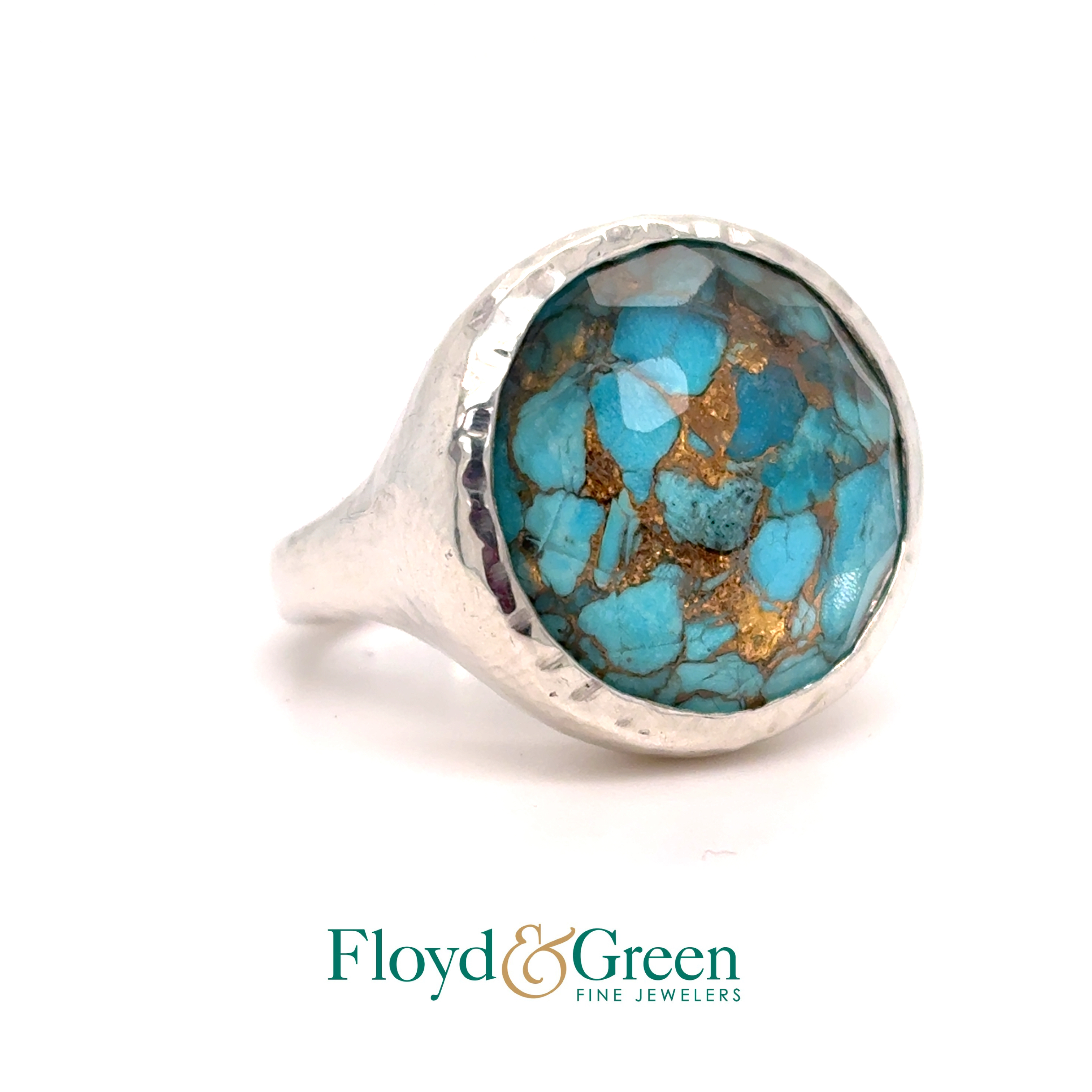 Ippolita Sterling Silver Rock Candy Lollipop Ring In Bronze Turquoise Doublet, Size 5.5