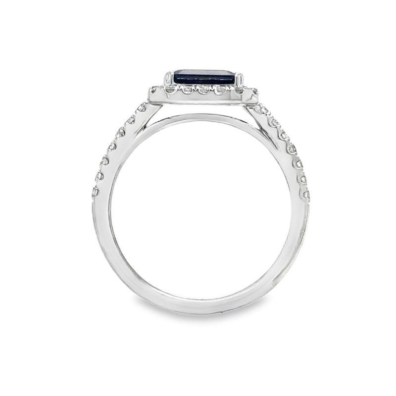 14KW Emerald Sapphire 1.1ct and Diamond Halo 0.33ct Ring size 7