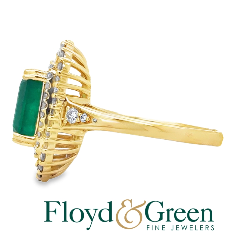 Emerald & Diamond Double Halo Ring