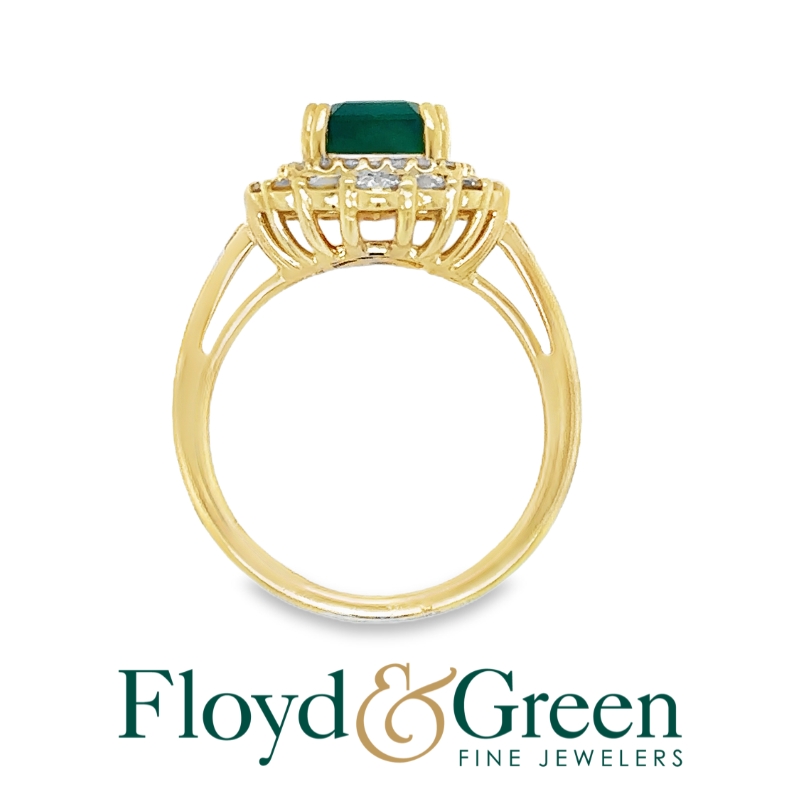 Emerald & Diamond Double Halo Ring