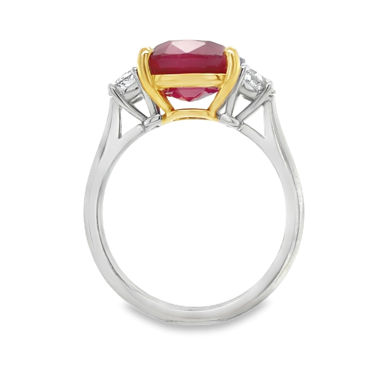 Platinum and 18 Carat Yellow Gold Ruby and Diamond Ring