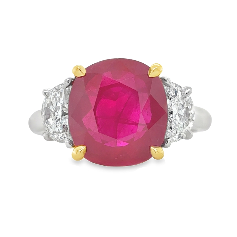 Platinum and 18 Carat Yellow Gold Ruby and Diamond Ring