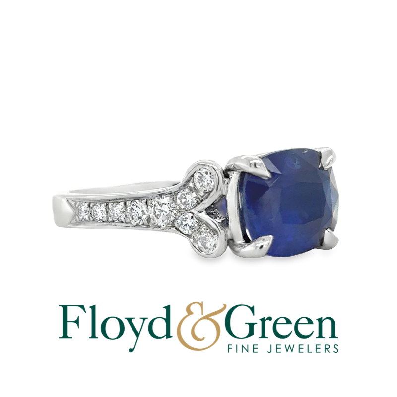 Platinum Sapphire and Diamond Ring